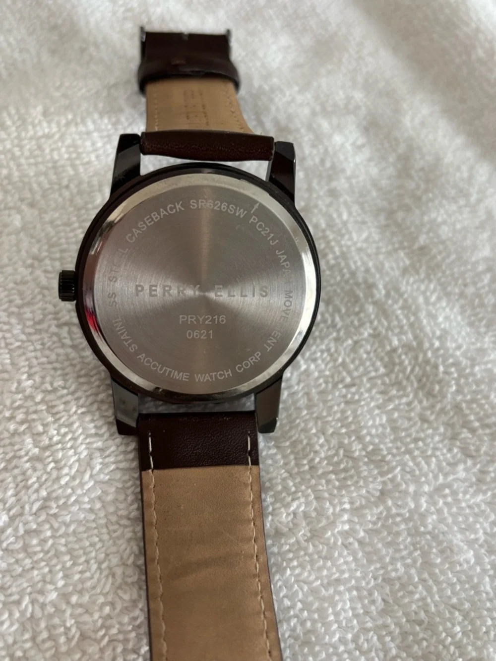 Perry Ellis Brown Leather Strap Watch with Black Dial - Picture 3 of 6